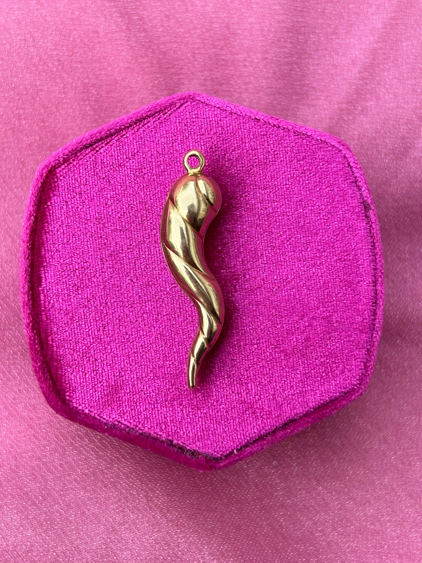 Gold Italian Horn Pendant-luck in gold form